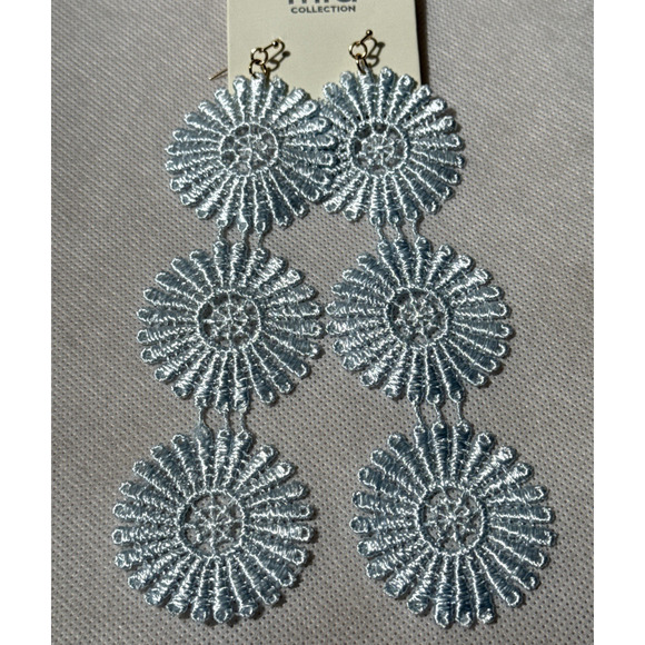 Mia Collection Earrings Blue Wire Drop Crochet Starburst Boho - Picture 2 of 3